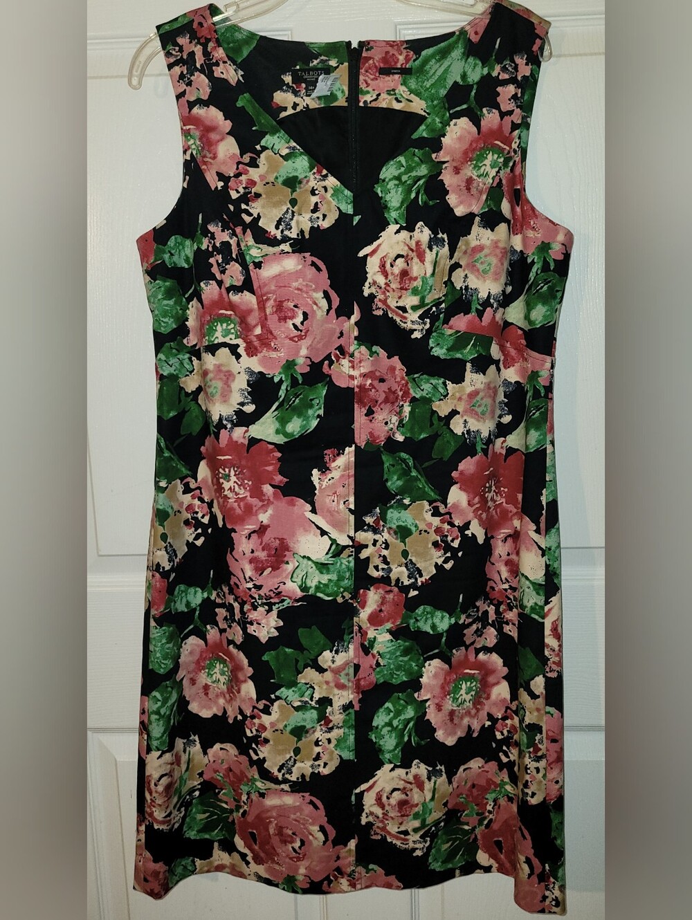Talbots Womens Floral Sheath Dress Textured 14P Petite Colorful Floral Cotton